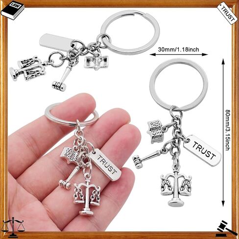 10Pcs Lawyer Keychain Alloy Justice Keyrings Justice Gavel Law Book Scales of Justice Charm Keychains for Women Men Gift or Lawyer Graduation in Saudi Arabia