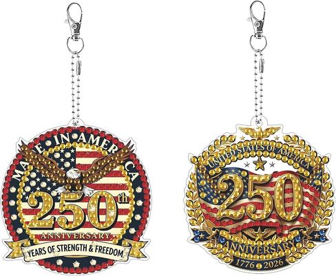 DIY Diamond Art Painting Keychain America's 250th Anniversary Single-Sided Patriotic Eagle Design in Kuwait