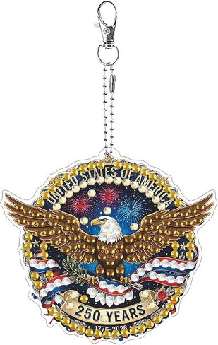 DIY Diamond Art Painting Keychain America's 250th Anniversary Single-Sided Patriotic Eagle Design in Kuwait