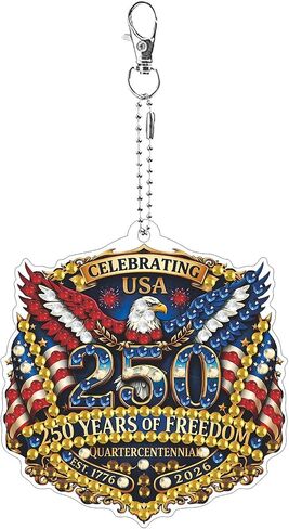 DIY Diamond Art Painting Keychain America's 250th Anniversary Single-Sided Patriotic Eagle Design in Kuwait