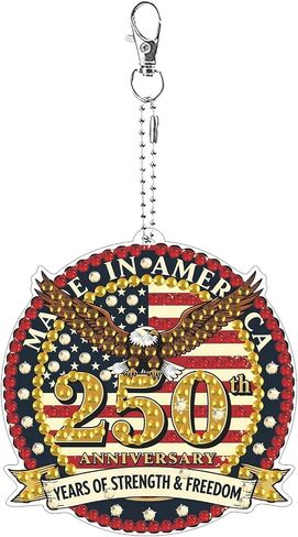 DIY Diamond Art Painting Keychain America's 250th Anniversary Single-Sided Patriotic Eagle Design in Kuwait