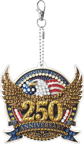 DIY Diamond Art Painting Keychain America's 250th Anniversary Single-Sided Patriotic Eagle Design in Kuwait