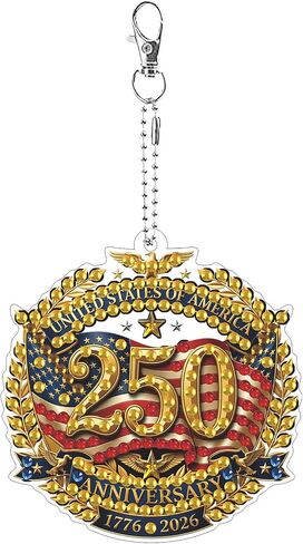 DIY Diamond Art Painting Keychain America's 250th Anniversary Single-Sided Patriotic Eagle Design in Kuwait