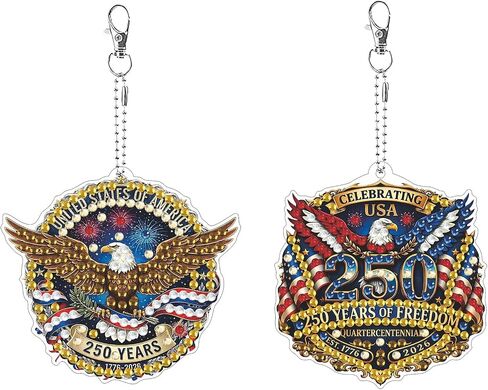 DIY Diamond Art Painting Keychain America's 250th Anniversary Single-Sided Patriotic Eagle Design in Kuwait