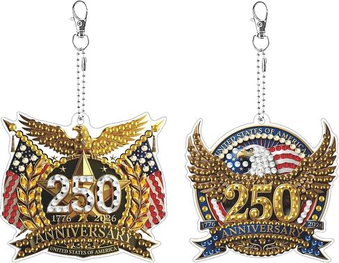 DIY Diamond Art Painting Keychain America's 250th Anniversary Single-Sided Patriotic Eagle Design in Kuwait