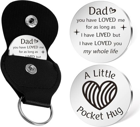 Gifts for Dad from Daughter - Dad Gifts Pocket Hug Token With Leather Keychain Funny Christmas Father's Day Birthday Thanksgiving Valentines Day Thank You Gift for Dads Father Men in Saudi Arabia