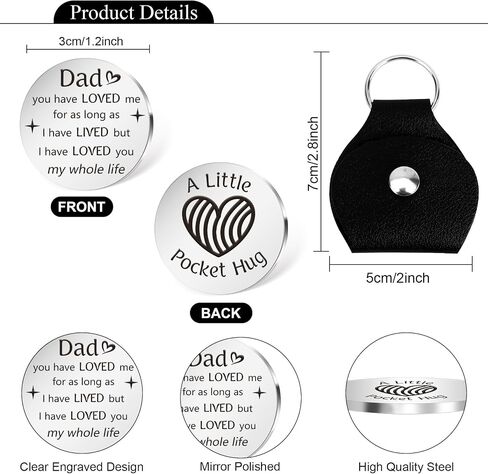 Gifts for Dad from Daughter - Dad Gifts Pocket Hug Token With Leather Keychain Funny Christmas Father's Day Birthday Thanksgiving Valentines Day Thank You Gift for Dads Father Men in Saudi Arabia