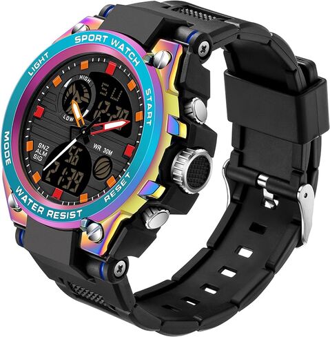 Military Tactical Sport Watch for Men, LED Stopwatch Black Digital Display Wristwatch, Waterproof Outdoor Activities Watches for Running and Workout in Saudi Arabia