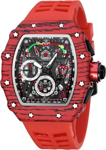 Gosasa Unique Men Punk Wristwatch Hollow Big Dial Luminous Waterproof Sport Analog Quartz Business Men's Watches Silicon Strap Dress Watch in Kuwait