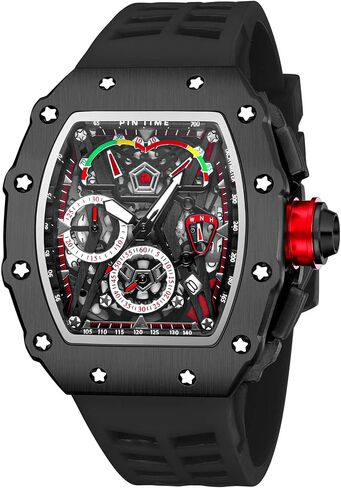 Gosasa Unique Men Punk Wristwatch Hollow Big Dial Luminous Waterproof Sport Analog Quartz Business Men's Watches Silicon Strap Dress Watch in Kuwait