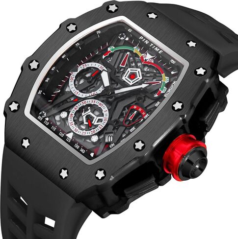 Gosasa Unique Men Punk Wristwatch Hollow Big Dial Luminous Waterproof Sport Analog Quartz Business Men's Watches Silicon Strap Dress Watch in Kuwait