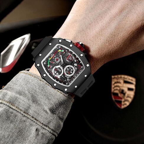 Gosasa Unique Men Punk Wristwatch Hollow Big Dial Luminous Waterproof Sport Analog Quartz Business Men's Watches Silicon Strap Dress Watch in Kuwait