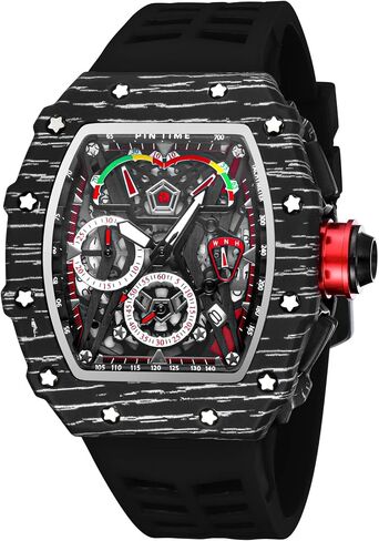 Gosasa Unique Men Punk Wristwatch Hollow Big Dial Luminous Waterproof Sport Analog Quartz Business Men's Watches Silicon Strap Dress Watch in Kuwait