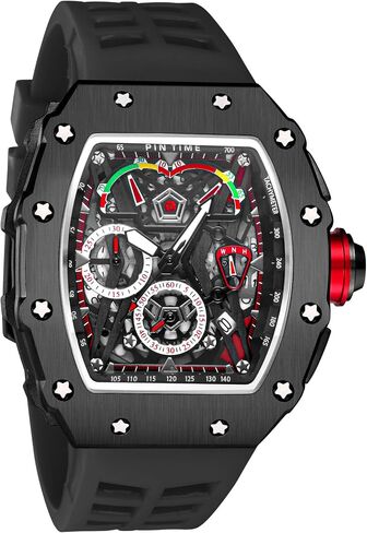 Gosasa Unique Men Punk Wristwatch Hollow Big Dial Luminous Waterproof Sport Analog Quartz Business Men's Watches Silicon Strap Dress Watch in Kuwait