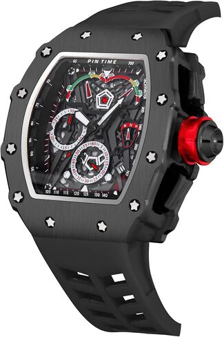 Gosasa Unique Men Punk Wristwatch Hollow Big Dial Luminous Waterproof Sport Analog Quartz Business Men's Watches Silicon Strap Dress Watch in Kuwait
