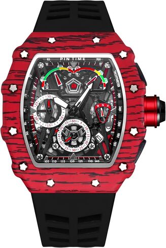 Gosasa Unique Men Punk Wristwatch Hollow Big Dial Luminous Waterproof Sport Analog Quartz Business Men's Watches Silicon Strap Dress Watch in Kuwait