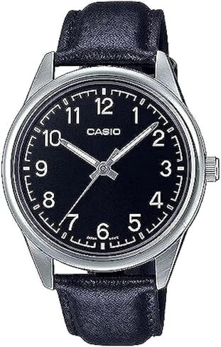 Casio MTP-V005L-1B4 Men's Standard Analog Black Leather Band Black Numbers Dial Watch in Saudi Arabia