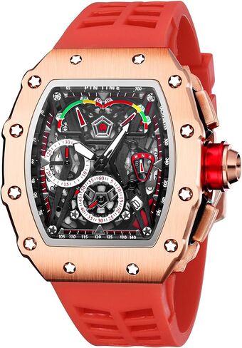 Gosasa Unique Men Punk Wristwatch Hollow Big Dial Luminous Waterproof Sport Analog Quartz Business Men's Watches Silicon Strap Dress Watch in Kuwait