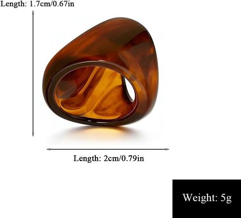 Chunky Amber Tortoiseshell Resin Ring for Women Wide Band Statement Ring for Daily Wear Casual Outfits in Saudi Arabia
