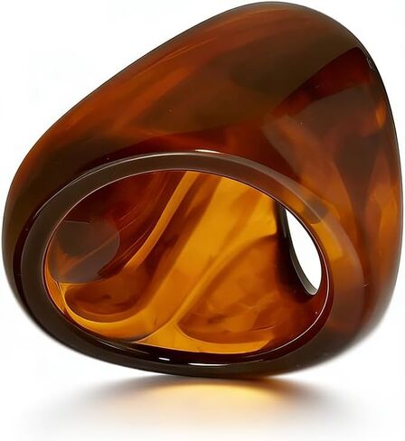 Chunky Amber Tortoiseshell Resin Ring for Women Wide Band Statement Ring for Daily Wear Casual Outfits in Saudi Arabia