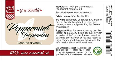 Peppermint Essential Oil (Terpeneless) - 8 fl oz - 100% Pure Essential Oil - Greenhealth in Kuwait