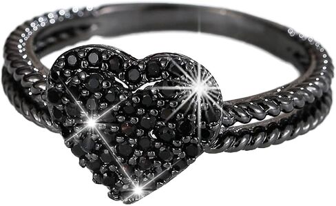 Black Heart Ring for Women Cubic Zirconia Goth Ring Statement Jewelry Knuckle Rings Dainty Finger Rings Punk Fashion Accessory Gift in Kuwait