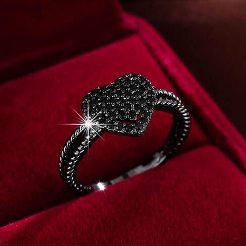 Black Heart Ring for Women Cubic Zirconia Goth Ring Statement Jewelry Knuckle Rings Dainty Finger Rings Punk Fashion Accessory Gift in Kuwait