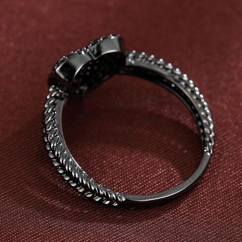 Black Heart Ring for Women Cubic Zirconia Goth Ring Statement Jewelry Knuckle Rings Dainty Finger Rings Punk Fashion Accessory Gift in Kuwait