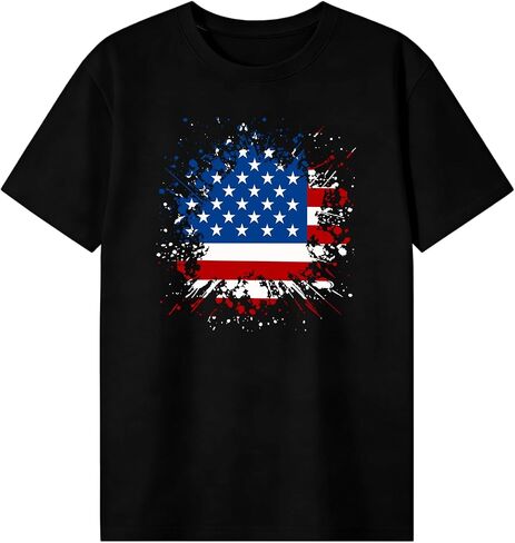 NTSWZYS American Flag Shirt Patriotic Print T Shirts 4th of July Crewneck Tee Short Sleeve Casual Graphic Summer Tops in Saudi Arabia