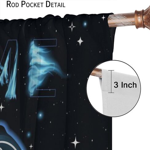 Blue Gamer Curtains for Boys,Fantasy Cartoon Flame Video Computer Gamepad Starry Window Treatments Print for Kids Teenage Bedroom Living Room 41x44.5in（No Blackout） in Saudi Arabia