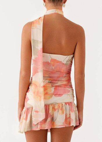Giovacker Womens Elegant Floral Dress Sexy Strapless Mini Dress Party Gowns Dresses in Kuwait