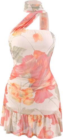 Giovacker Womens Elegant Floral Dress Sexy Strapless Mini Dress Party Gowns Dresses in Kuwait