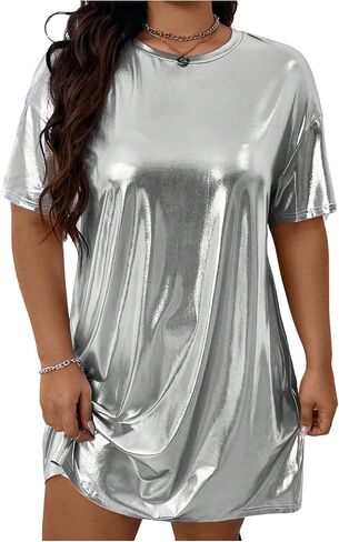 Floerns Women's Plus Size Short Sleeve Tee Dress Crew Neck Party Night Out T Shirt Dresses in Kuwait