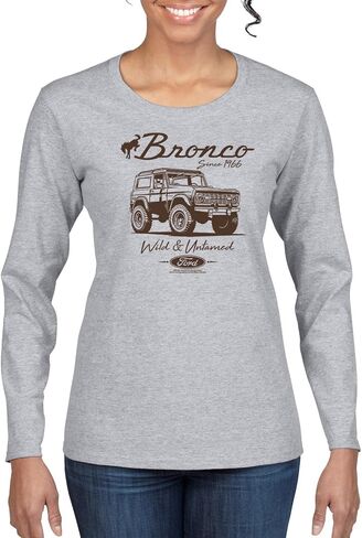 قميص Ford Bronco Wild Untamed 1966، كلاسيكي ريترو USA Motors Cars and Trucks للسيدات in Kuwait