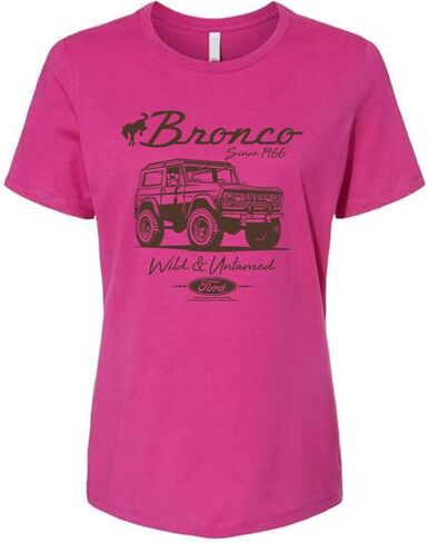 قميص Ford Bronco Wild Untamed 1966، كلاسيكي ريترو USA Motors Cars and Trucks للسيدات in Kuwait