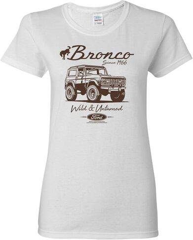 قميص Ford Bronco Wild Untamed 1966، كلاسيكي ريترو USA Motors Cars and Trucks للسيدات in Kuwait