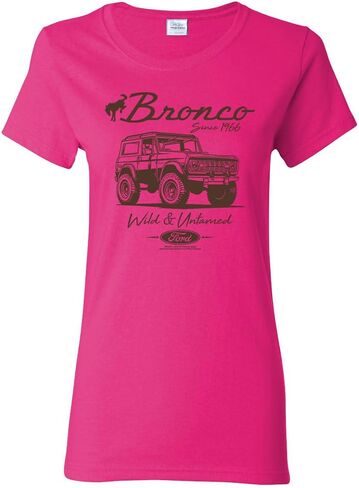 قميص Ford Bronco Wild Untamed 1966، كلاسيكي ريترو USA Motors Cars and Trucks للسيدات in Kuwait