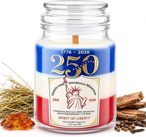 4th of July Patriotic Candle – 12oz Soy Wax Candle, Cozy Woody Amber Scented candles, Independence Day Decorations, USA Themed Home Decor & Gift in Saudi Arabia