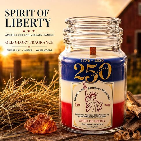 4th of July Patriotic Candle – 12oz Soy Wax Candle, Cozy Woody Amber Scented candles, Independence Day Decorations, USA Themed Home Decor & Gift in Saudi Arabia