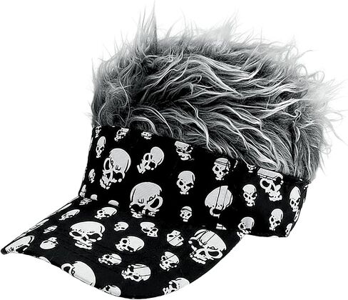 Mens Visor Cap with Fake Hair Adjustable Peaked Baseball Golf Cap Funny Wig Sun Hat Halloween Cosplay Costume Headwear in Saudi Arabia