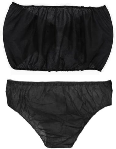 40Pcs Women's Black Disposable Non-Woven Bra & Panty Lingerie Set,Underwear for Spa Sauna Beauty Massage Parlor Travel in Saudi Arabia