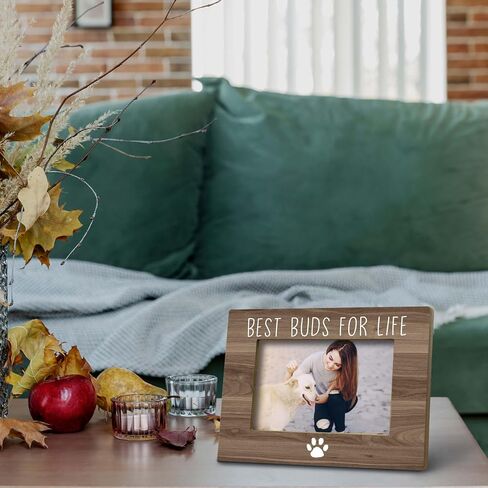 FONDCANYON Dog Picture Photo Frame, Dog Lovers Mom Dad Owner Gifts for Women Men, Best Buds for Life Pet Picture Frames, Pet Lover Gifts (5x7 Inch Photo) in Kuwait