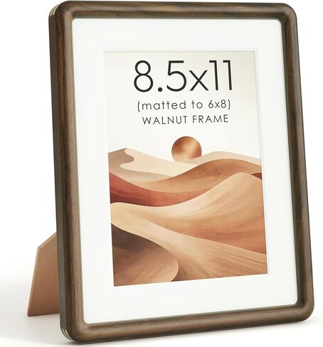 8x10 Picture Frame, USA-Sourced Natural Teak Wood Photo Frame with Tempered Glass, Double Mortise & Tenon Handcrafted Rounded Corner 8 by 10 Wooden Frame Matted to 5x7 Photos, Wall or Tabletop Display in Saudi Arabia