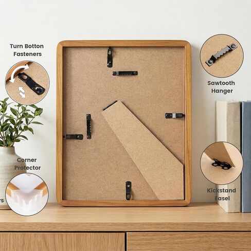 8x10 Picture Frame, USA-Sourced Natural Teak Wood Photo Frame with Tempered Glass, Double Mortise & Tenon Handcrafted Rounded Corner 8 by 10 Wooden Frame Matted to 5x7 Photos, Wall or Tabletop Display in Saudi Arabia