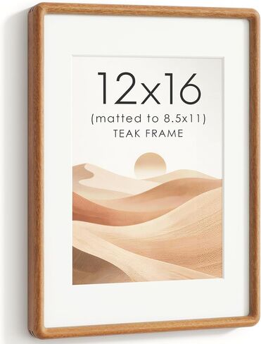 8x10 Picture Frame, USA-Sourced Natural Teak Wood Photo Frame with Tempered Glass, Double Mortise & Tenon Handcrafted Rounded Corner 8 by 10 Wooden Frame Matted to 5x7 Photos, Wall or Tabletop Display in Saudi Arabia