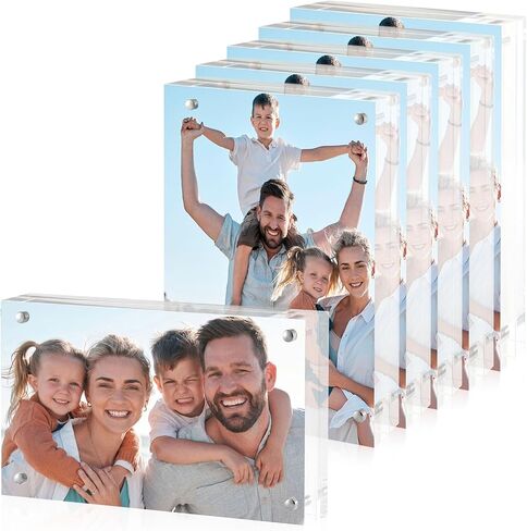 6 Pcs 4x6 Magnetic Picture Frames, 20mm Thicker Clear Acrylic Picture Prames, Double Sided Picture Frame for Desktop Display Office Home Decor in Saudi Arabia