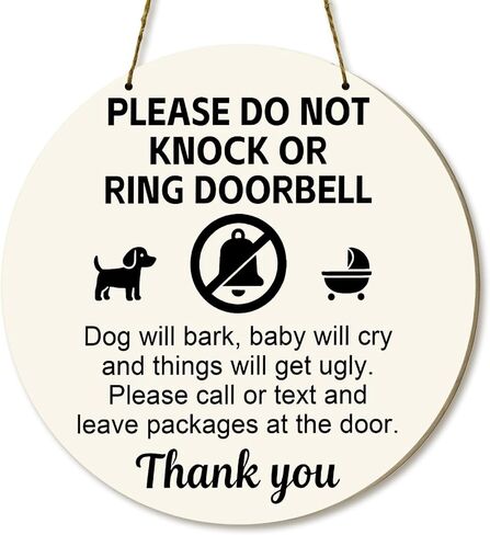 Baby Sleeping Sign For Front Door Do Not Ring Doorbell Sign Wooden Do Not Knock Or Ring Doorbell Signs Baby Sleeping No Doorbell Signs For New Parents Gifts in Saudi Arabia