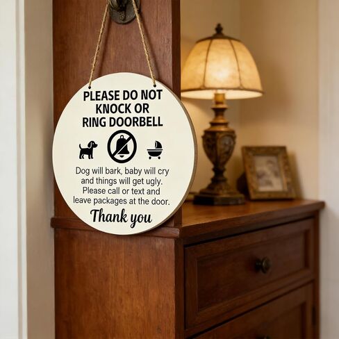 Baby Sleeping Sign For Front Door Do Not Ring Doorbell Sign Wooden Do Not Knock Or Ring Doorbell Signs Baby Sleeping No Doorbell Signs For New Parents Gifts in Saudi Arabia