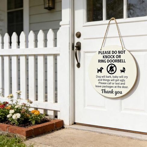 Baby Sleeping Sign For Front Door Do Not Ring Doorbell Sign Wooden Do Not Knock Or Ring Doorbell Signs Baby Sleeping No Doorbell Signs For New Parents Gifts in Saudi Arabia