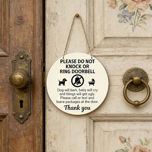 Baby Sleeping Sign For Front Door Do Not Ring Doorbell Sign Wooden Do Not Knock Or Ring Doorbell Signs Baby Sleeping No Doorbell Signs For New Parents Gifts in Saudi Arabia